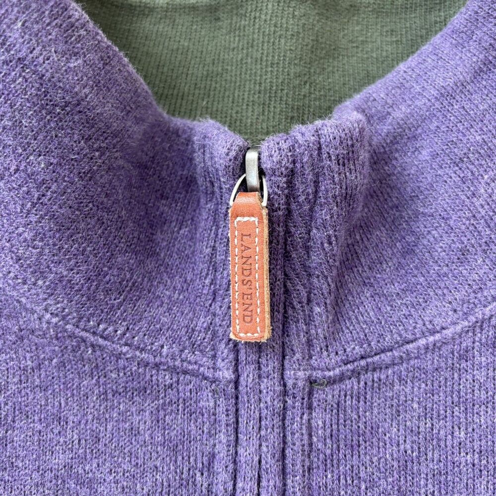 Lands End Mens Purple 1/4 Zip Pullover Sweater Size XL Cotton Heritage Classic - Picture 3 of 11